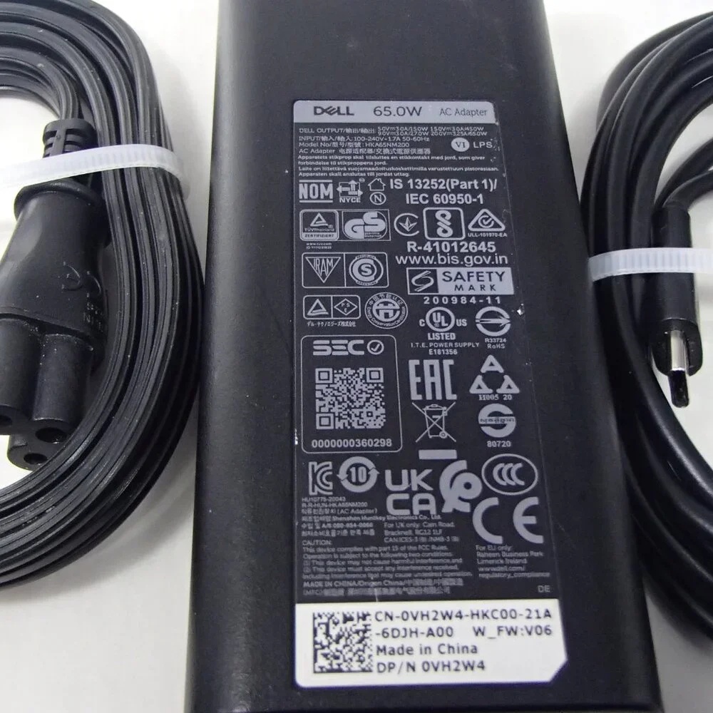 Dell Latitude Laptop Charger 65W Type C USB C AC Adapter Power Cord